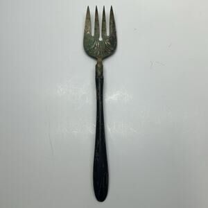 antique‎ v.b & company patina metal wooden handle salad serving fork replacemen